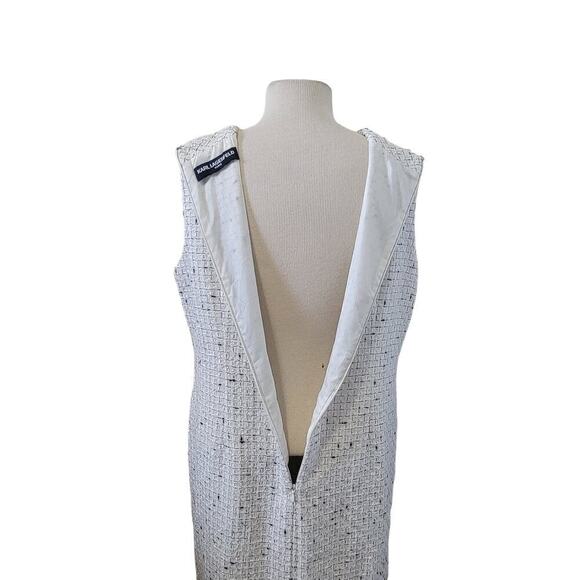 Karl Lagerfield Tweed Boucle Shift Career Business Sleeveless Work Sheath Dress - Picture 5 of 13